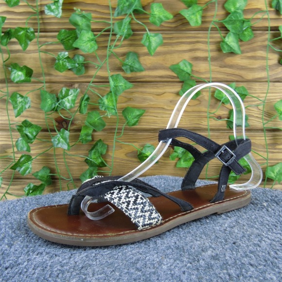 TOMS Women  Ankle Strap Black Fabric Sz 7 Medium  Used 2025 - Picture 1 of 6